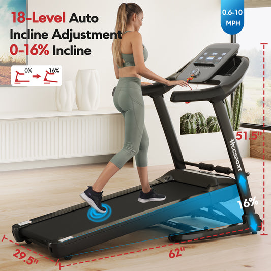 HccSport Auto Incline Treadmill with Air Cushioning System