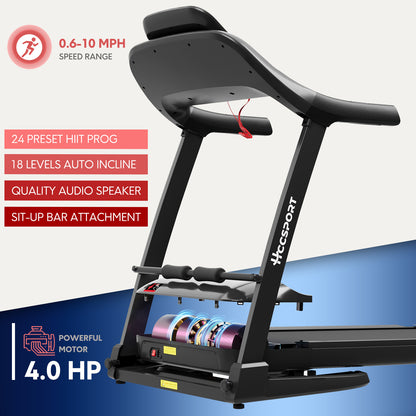 HccSport Auto Incline Treadmill with Air Cushioning System