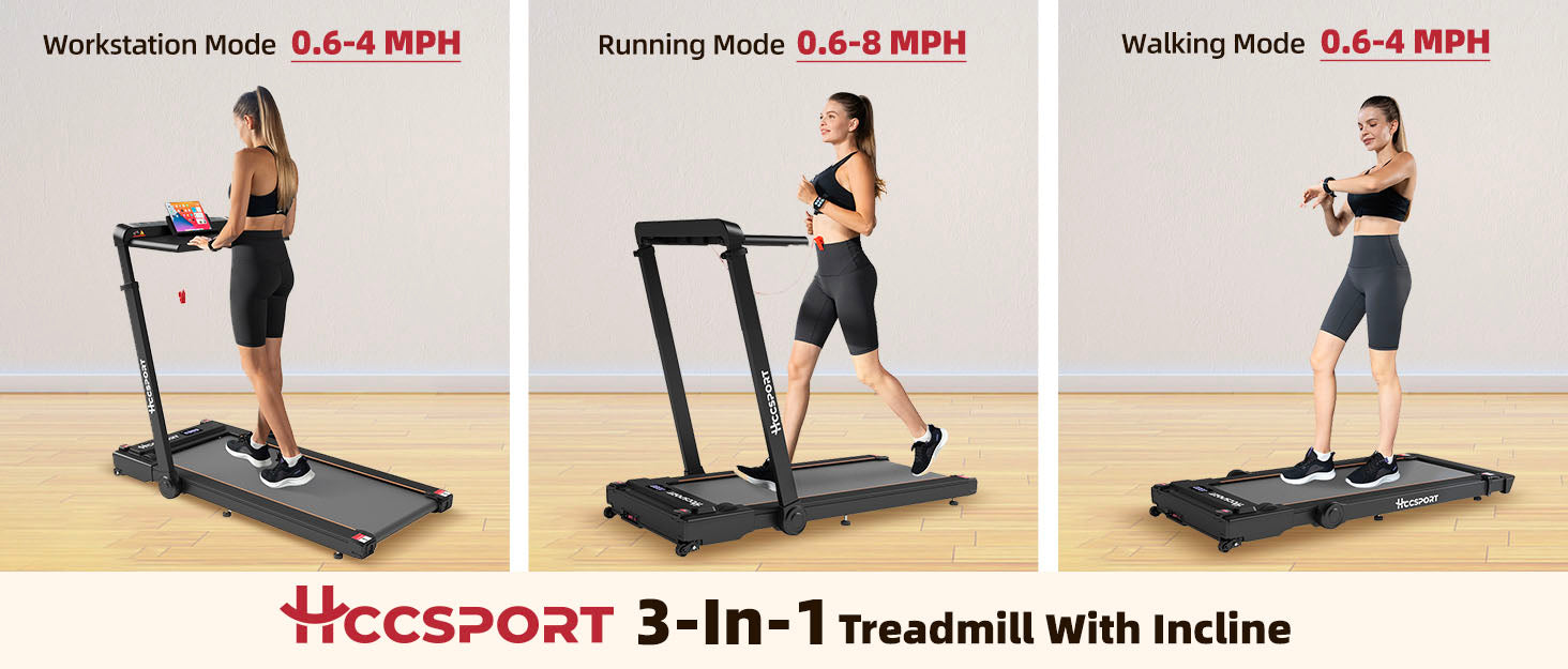 Load video: HccSport 3 in 1 Under Desk Treadmill